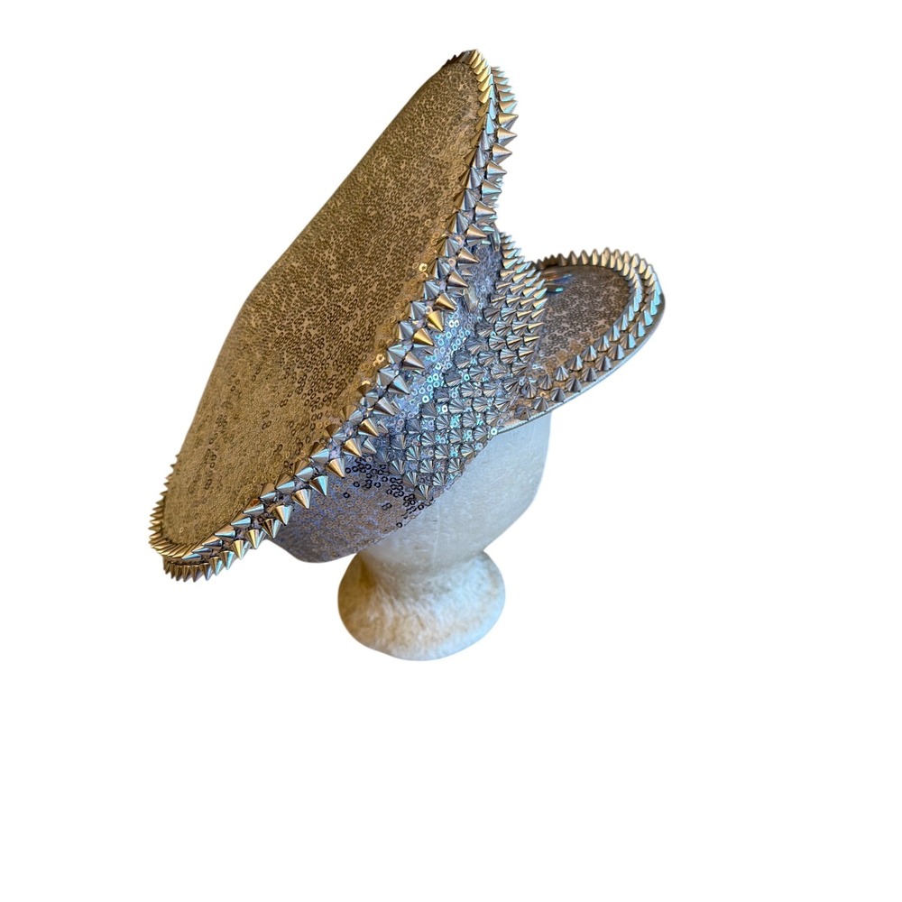Unbranded Captain Hat Silver Sequin Military Spik… - image 4